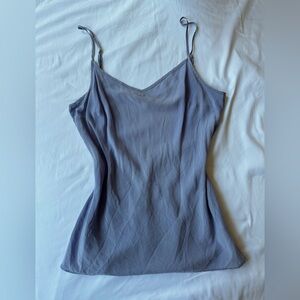 Vintage J Crew 100% Silk Tank Top Blouse dusty Periwinkle Blue